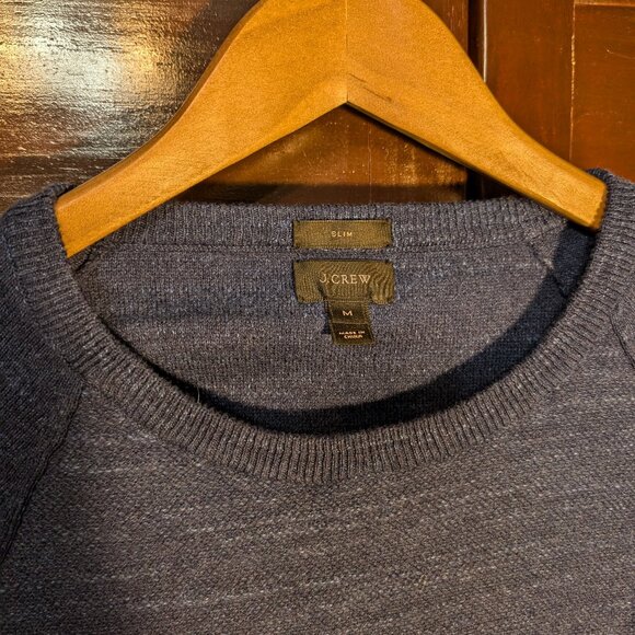 J Crew Rugged/Textured Cotton Sweater - Blue - M slim fit - Picture 2 of 5